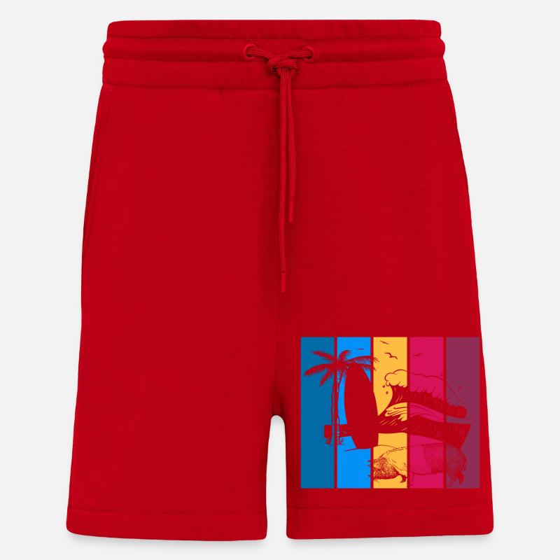 Pig Surfboard Surfboard Surfer Beach - Shorts - made by SPREAD - red