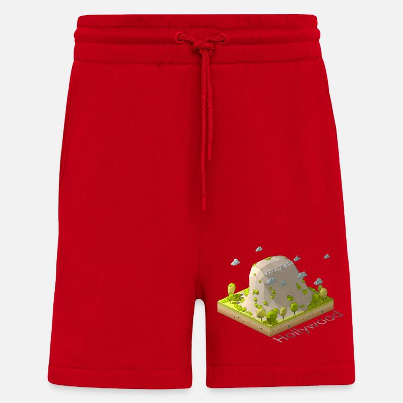 Geometrisches Low-Poly-Hollywood-Zeichen - Shorts - made by SPREAD - Rot