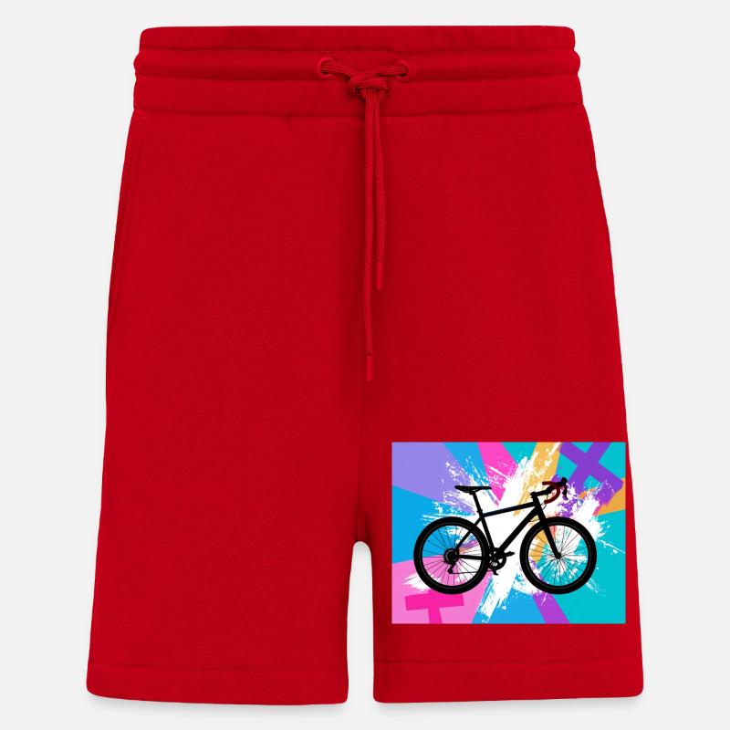illustration,mountain bike,road bike,graffiti,pink - Shorts - made by SPREAD - red