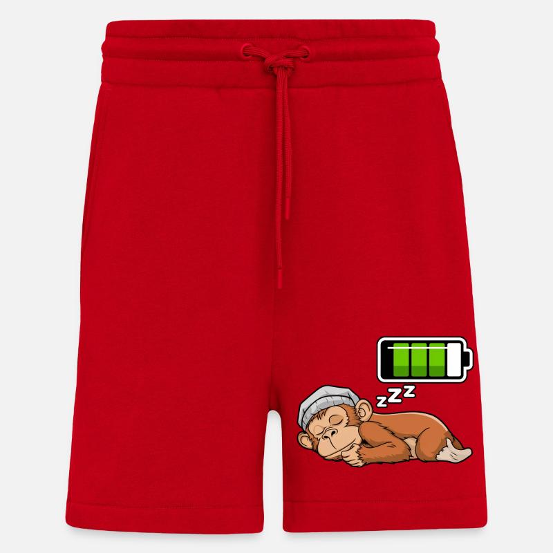 Monkey Sleeping Recharging Night Bedtime - Shorts - made by SPREAD - Rot