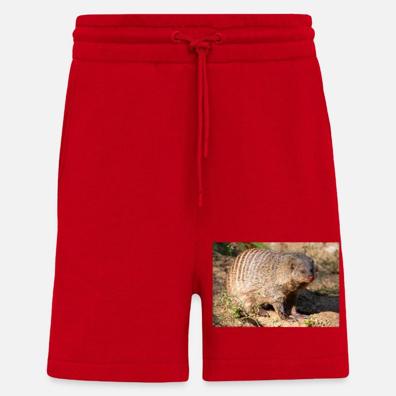 Gebänderte Manguste oder Zebramanguste Zebramanguste - Shorts - made by SPREAD - Rot
