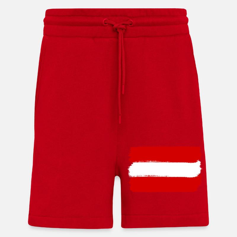 Drapeau de l’Autriche utilisé look - Short bio décontracté fabriqué en UE - rouge
