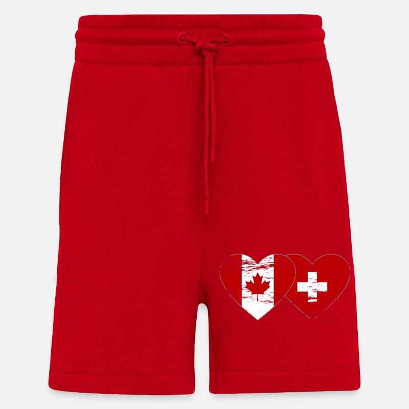 Canada Suisse Drapeau Coeur Utilisé - Short bio décontracté fabriqué en UE - rouge