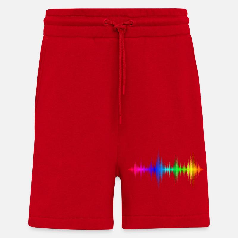 Onde sonore arcobaleno - Pantaloncini ecologici casual Made in UE - rosso