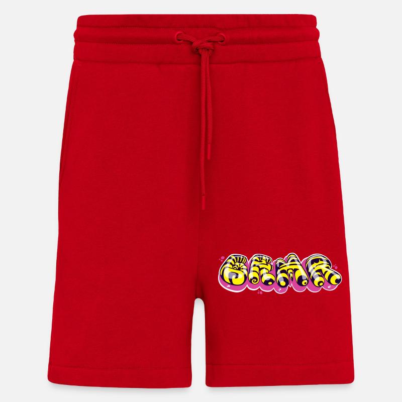 Farbenfrohes Textdesign im Graffiti-Stil - Shorts - made by SPREAD - Rot