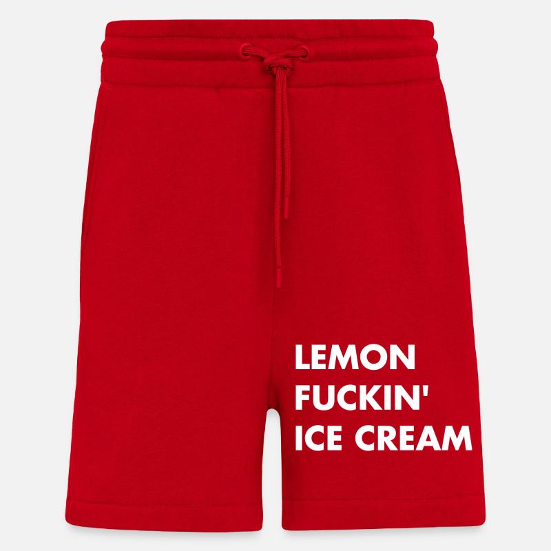 Glace au citron - lettrage blanc - Short bio décontracté fabriqué en UE - rouge