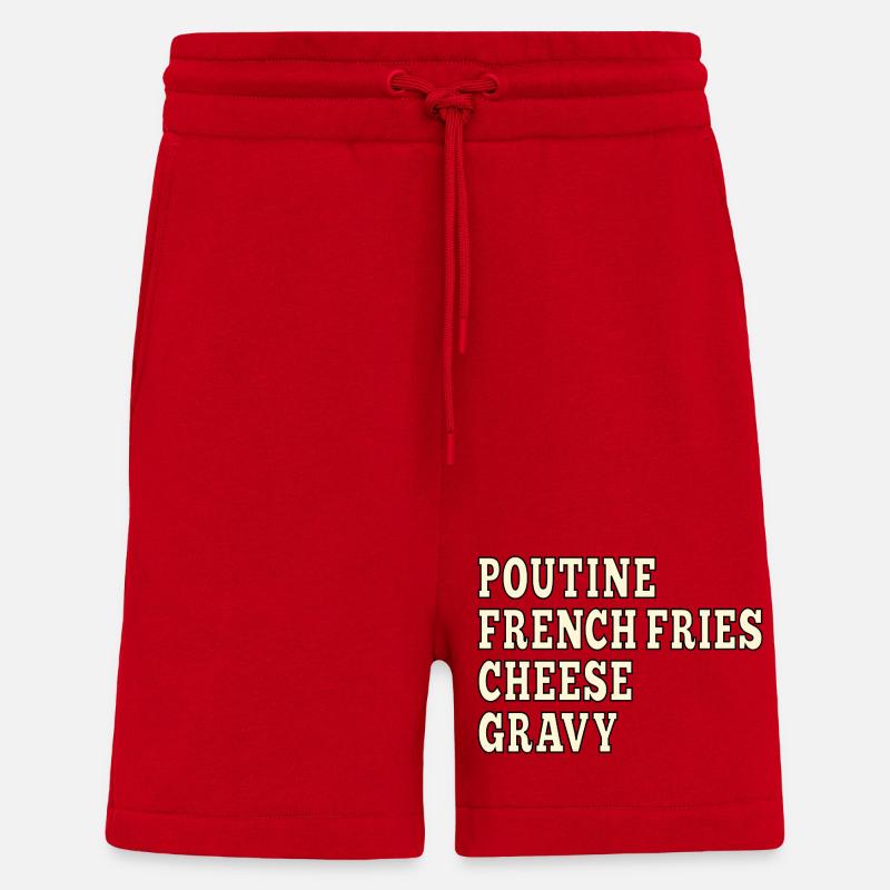 Poutine de restauration rapide canadienne - Short bio décontracté fabriqué en UE - rouge