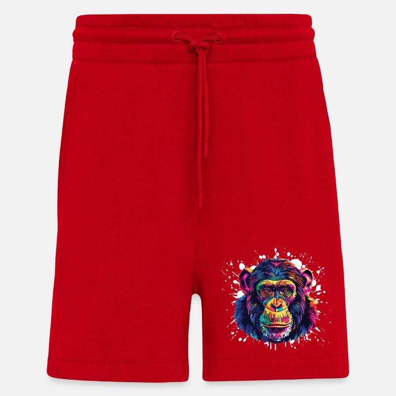 Monkey Portrait Splash - Shorts - made by SPREAD - red