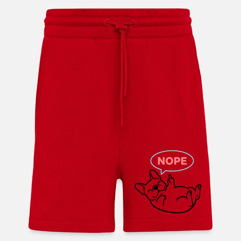Frenchie Hund Nope Comic Bunt - Shorts - made by SPREAD - Rot