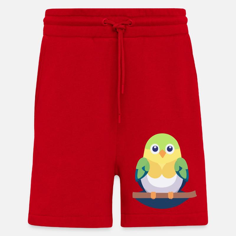 Wellensittich bunt auf Ast - Shorts - made by SPREAD - Rot