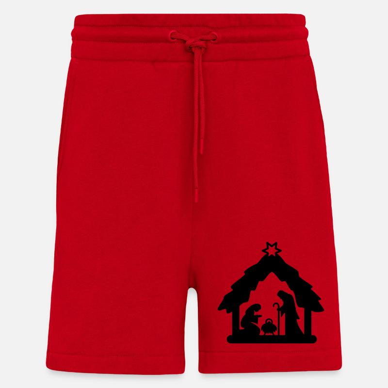 Weihnachtskrippe, Krippenfiguren, heilige Familie - Shorts - made by SPREAD - Rot