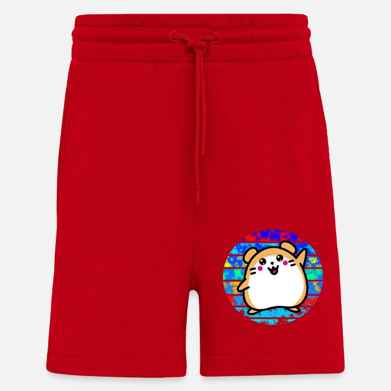 Hamster coucher de soleil - Short bio décontracté fabriqué en UE - rouge