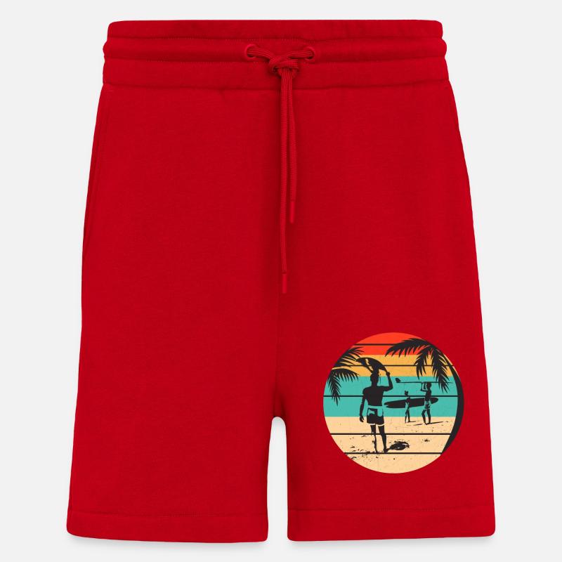 Surf, Surf, Surf, Surf, Surf - Short bio décontracté fabriqué en UE - rouge