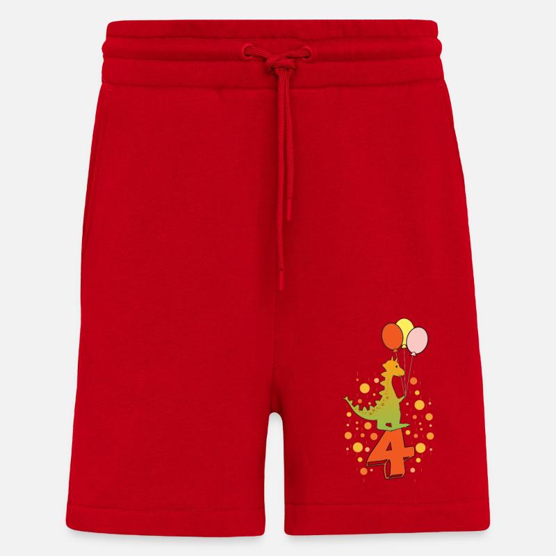 Dino 4 birthday - Shorts - made by SPREAD - red