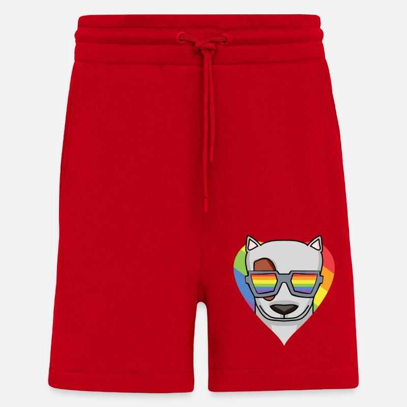 LGBT Hund Bullterrier Regenbogen - Shorts - made by SPREAD - Rot