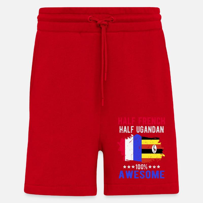 Moitié Français moitié ougandais - Short bio décontracté fabriqué en UE - rouge