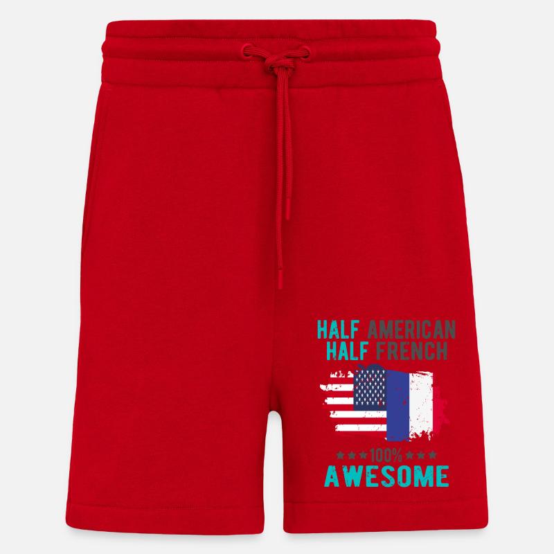 Half American Half American - Shorts - made by SPREAD - red