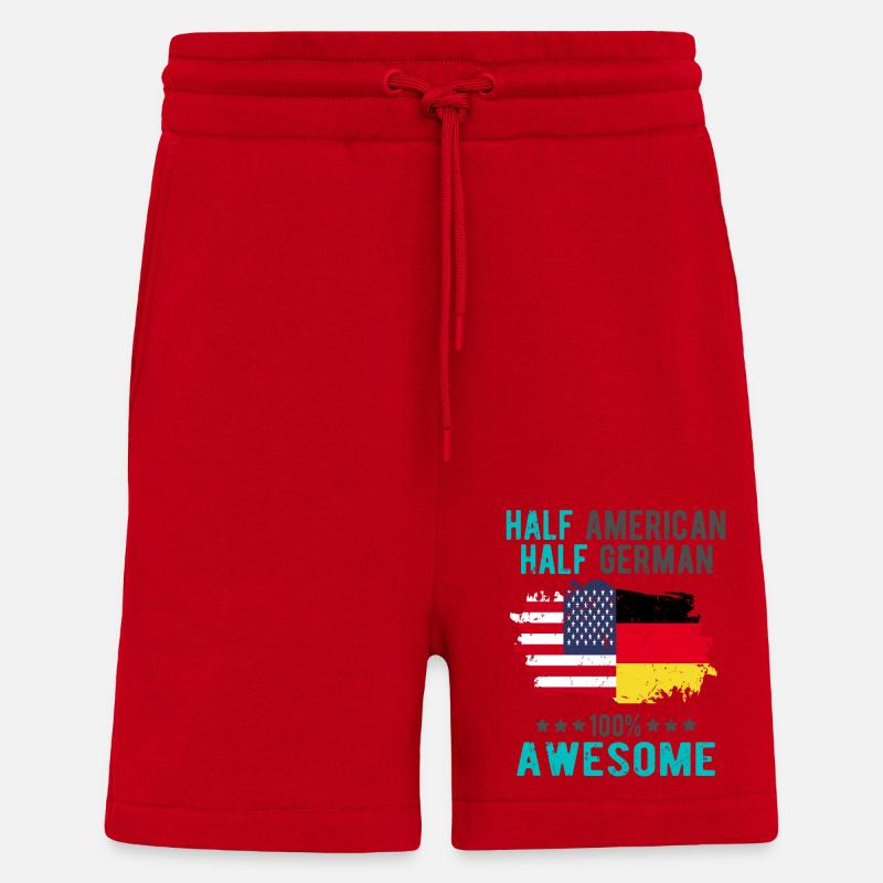 Halb Amerikaner Halb Deutscher - Shorts - made by SPREAD - Rot