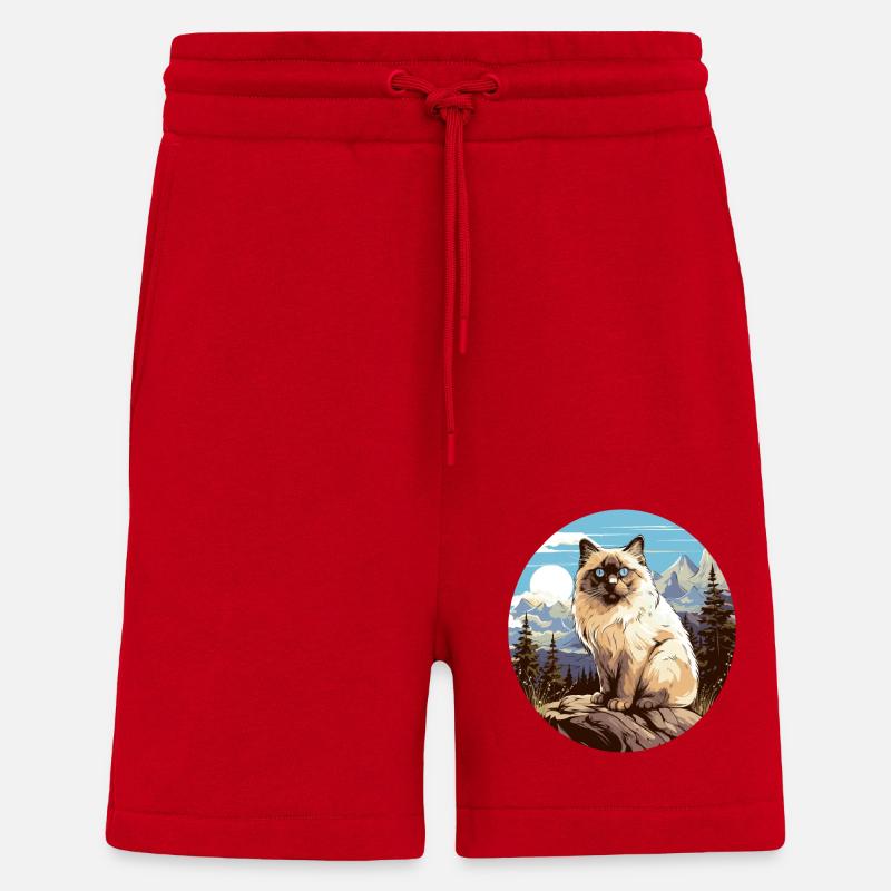 Birman Cat Birma Katze - Shorts - made by SPREAD - red