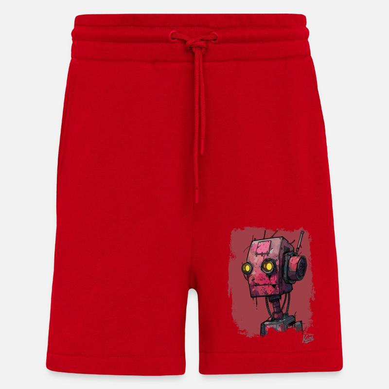 Robot de ferraille rouge triste - Short bio décontracté fabriqué en UE - rouge