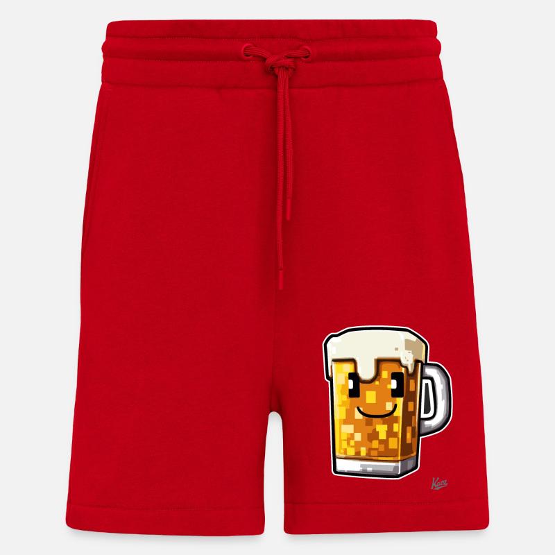 Pixel-Handwerker-Bier - Shorts - made by SPREAD - Rot