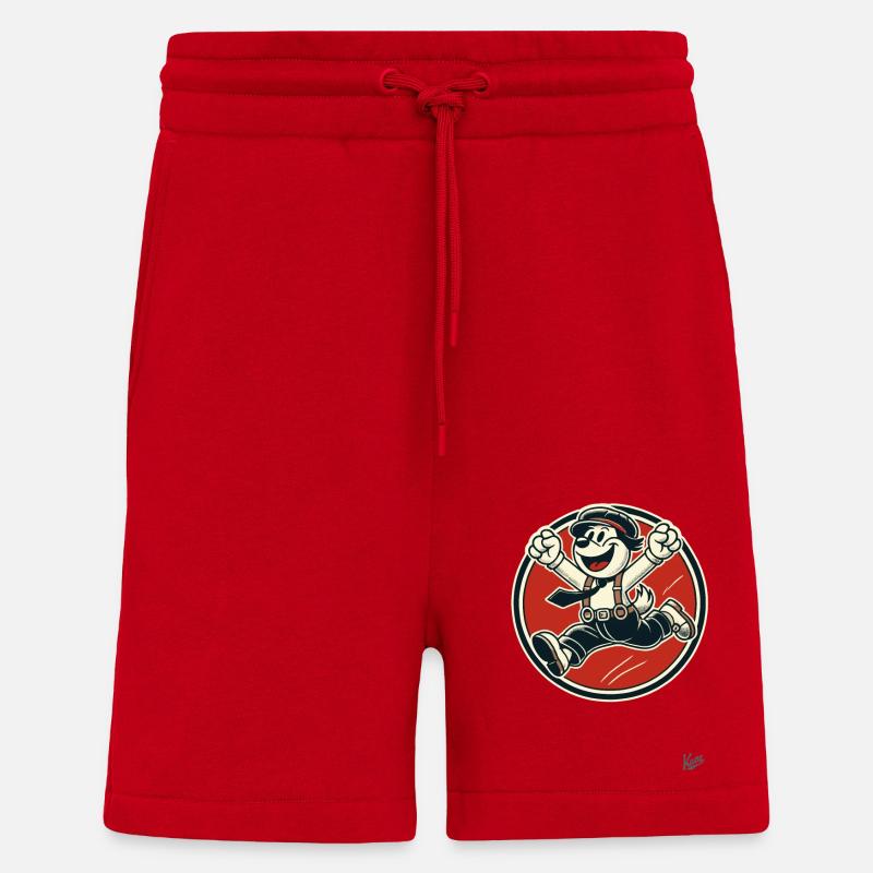 Cheerful Retro Dog Boy - Shorts - made by SPREAD - red