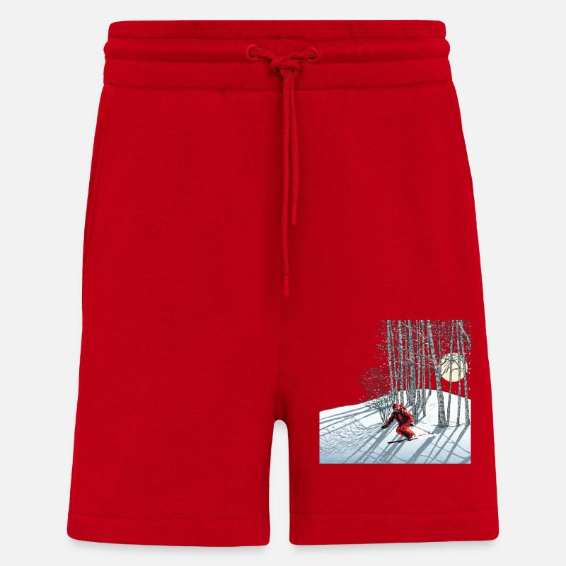 Nachtskifahren Ski nocturne - Short bio décontracté fabriqué en UE - rouge
