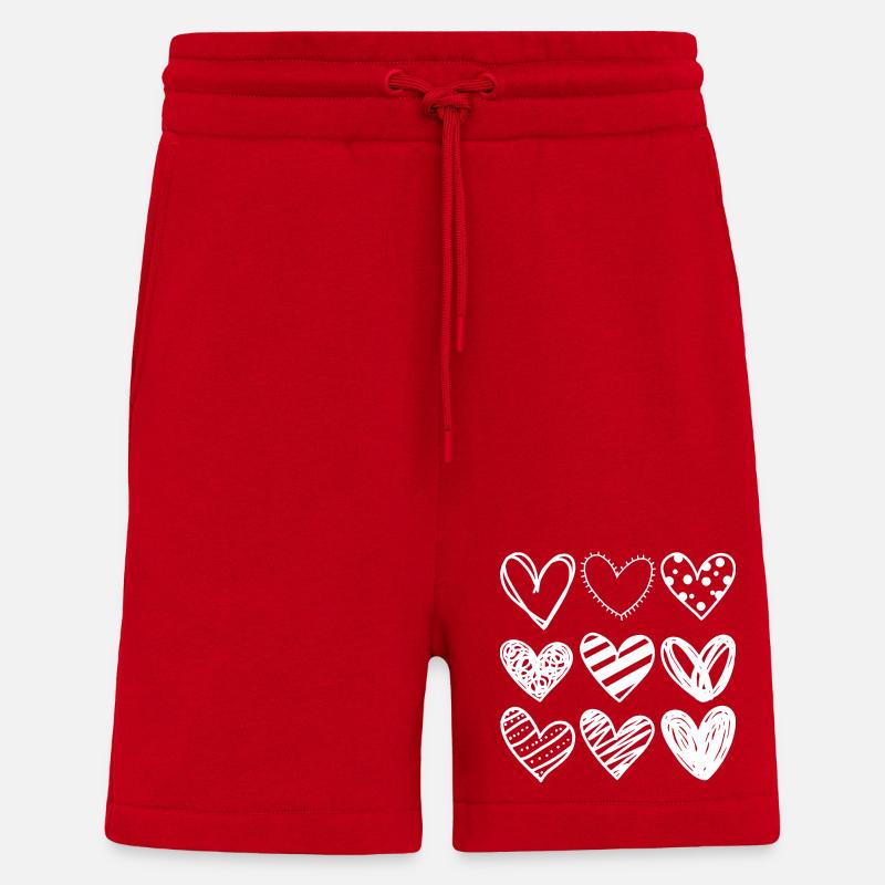 Doodle Herzen Sketchset - Shorts - made by SPREAD - Rot