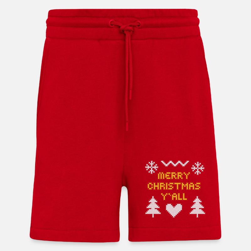 Joyeux Noël Pixel Art Design - Short bio décontracté fabriqué en UE - rouge