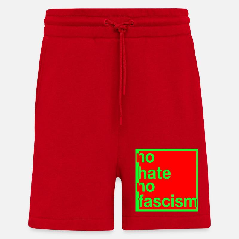 Pas de haine, pas de fascisme - Short bio décontracté fabriqué en UE - rouge