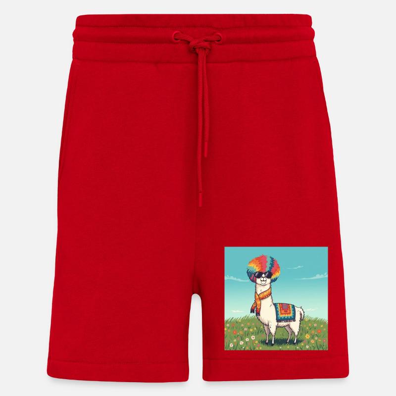 Funky Regenbogen Lama - Shorts - made by SPREAD - Rot