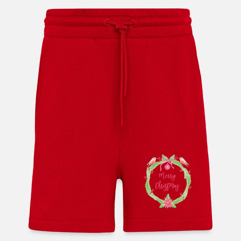 Festliches Weihnachtskranz Merry Christmas - Shorts - made by SPREAD - Rot
