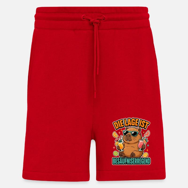 Capybara Cocktail Spruch - Shorts - made by SPREAD - Rot
