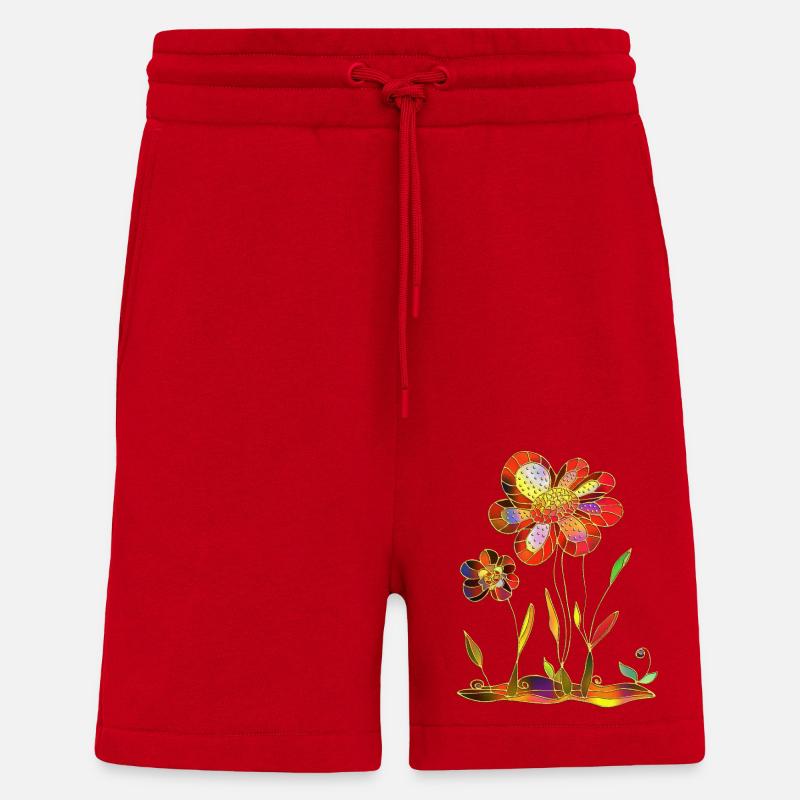Fleur - Short bio décontracté fabriqué en UE - rouge