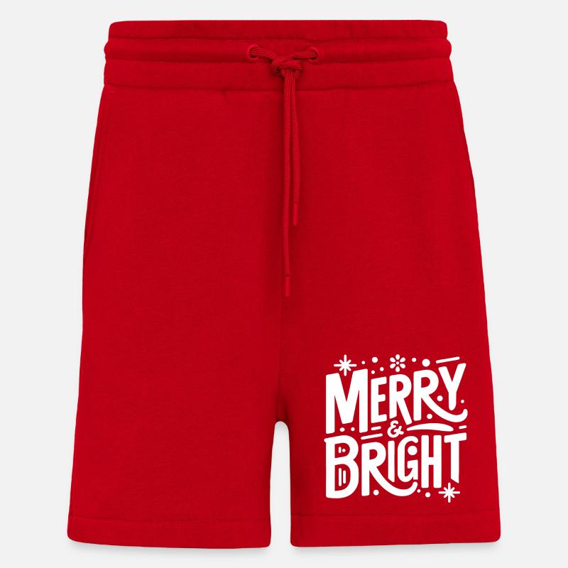Merry & Bright Hand Lettering - Shorts - made by SPREAD - red