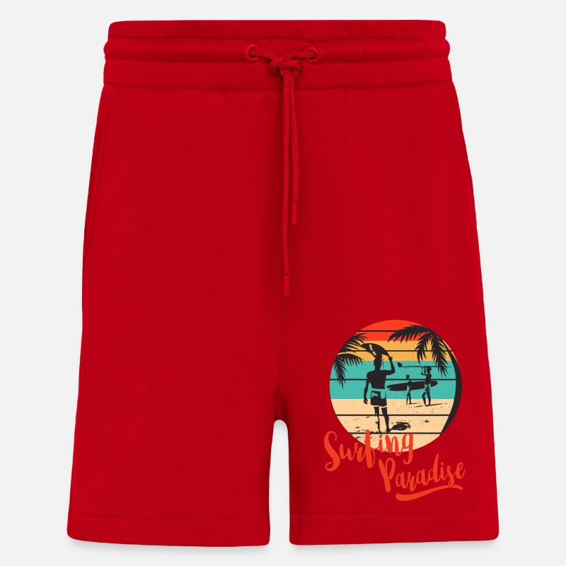 Surf, Surf, Surf, Surf, Surf - Short bio décontracté fabriqué en UE - rouge