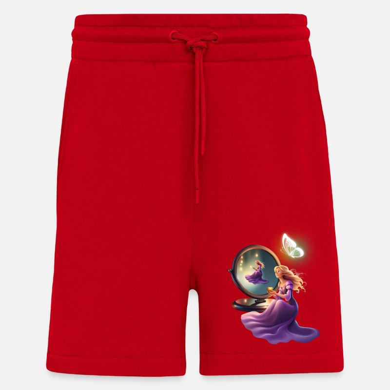 Princesse devant le miroir - Short bio décontracté fabriqué en UE - rouge