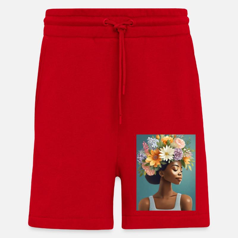 Couronne de fleurs 3 - Short bio décontracté fabriqué en UE - rouge