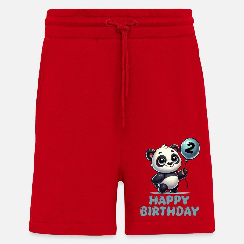 Panda BD Ballon Anniversaire 2 - Short bio décontracté fabriqué en UE - rouge