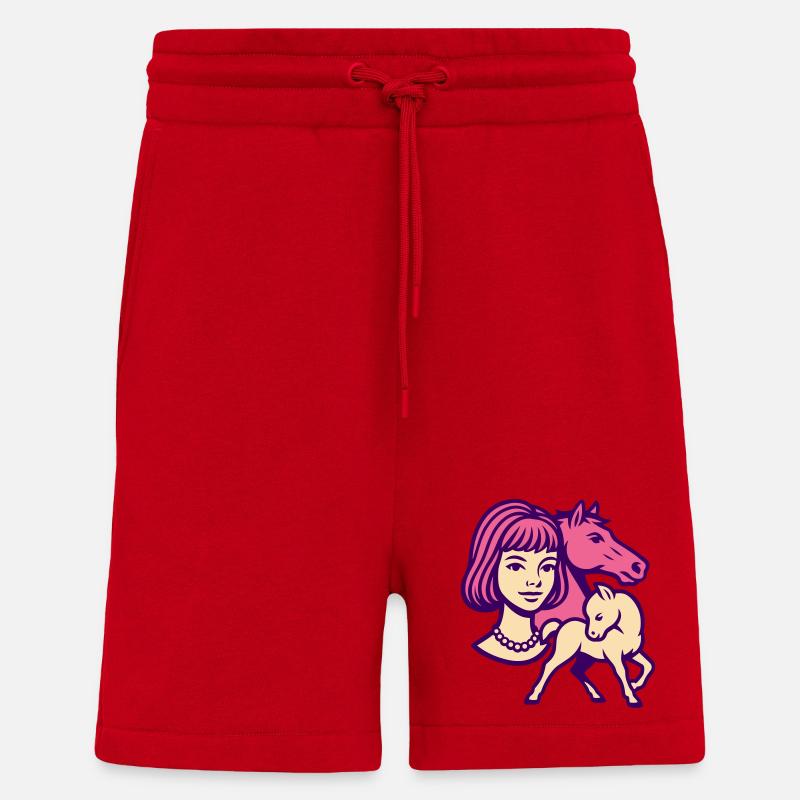Pferdemädchen Pop-Art rosa - Shorts - made by SPREAD - Rot