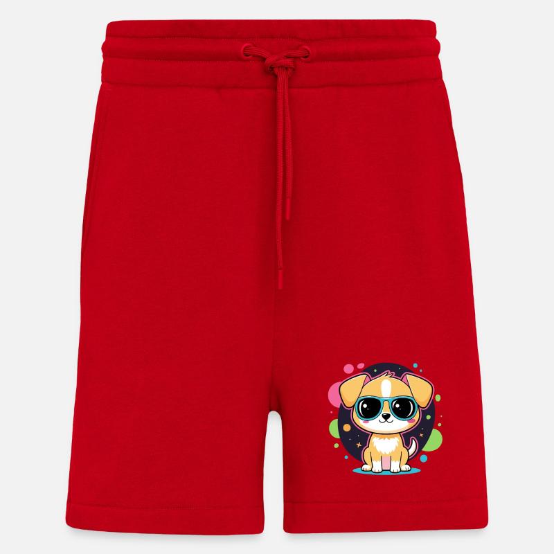 Neon-Welpe mit Brille - Shorts - made by SPREAD - Rot