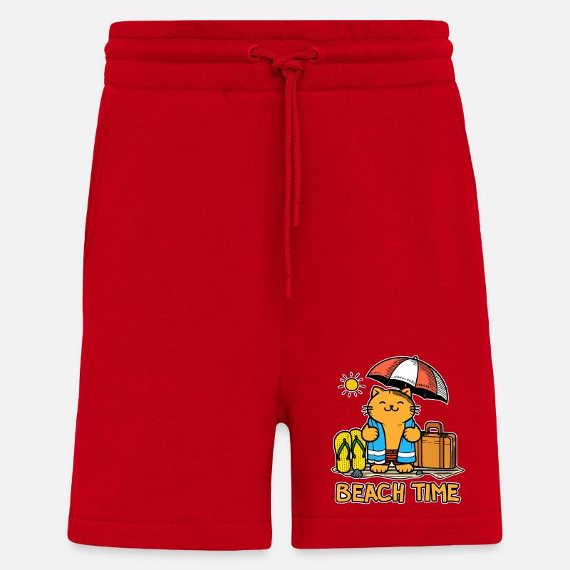 Temps de plage 1 - Short bio décontracté fabriqué en UE - rouge