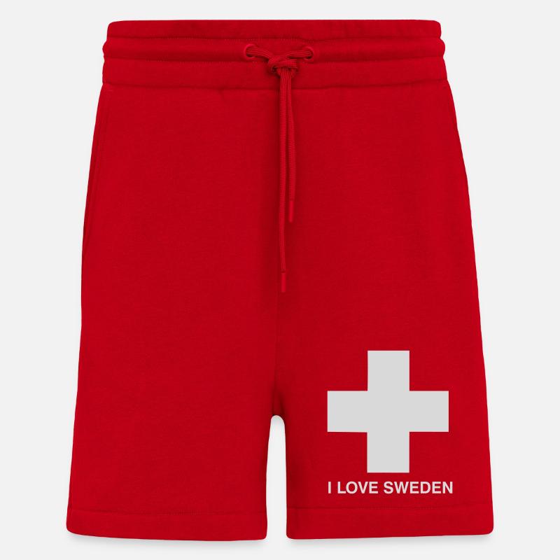 I LOVE SWEDEN - Shorts - made by SPREAD - Rot