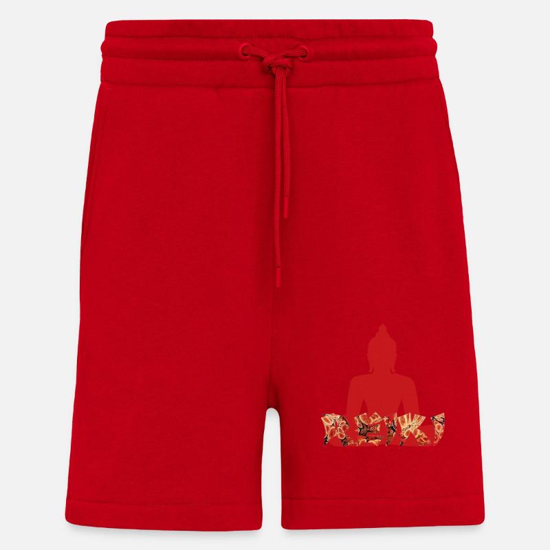 Reiki avec buddah e 222 - Short bio décontracté fabriqué en UE - rouge