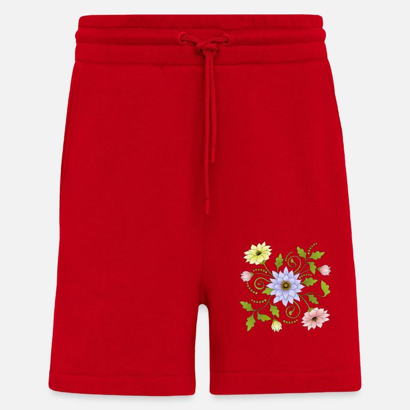 Fleur - Short bio décontracté fabriqué en UE - rouge