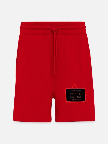 Bold "Question Everything" Philosophy Design - Shorts - made by SPREAD - red