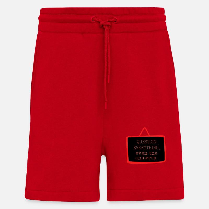 Bold "Question Everything" Philosophy Design - Shorts - made by SPREAD - red