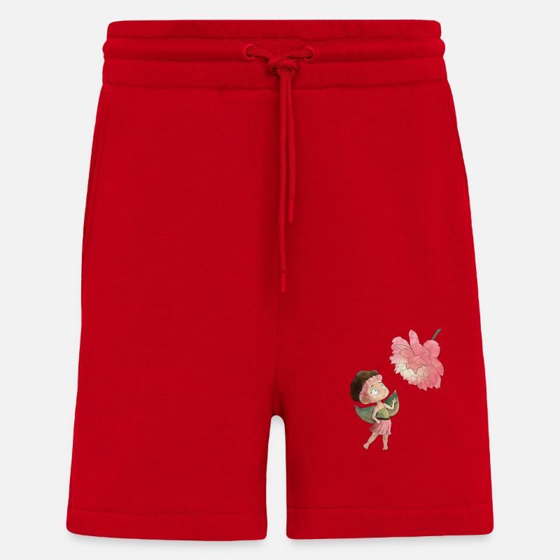 Fée magique avec pivoine - Short bio décontracté fabriqué en UE - rouge