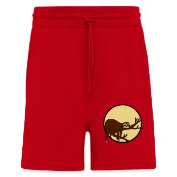 nacht mond sonne abend rund kreis faultier entspan - Shorts - made by SPREAD - Rot - Vorne