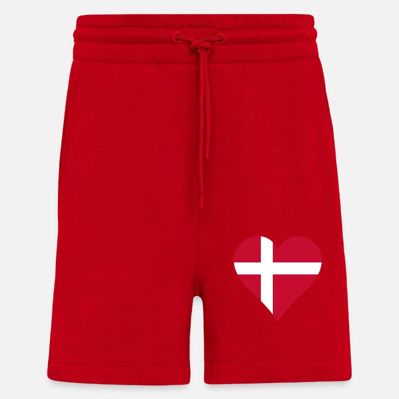 Drapeau Danemark - Short bio décontracté fabriqué en UE - rouge